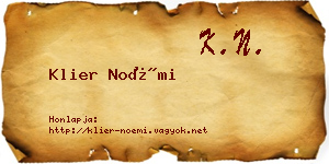 Klier Noémi névjegykártya